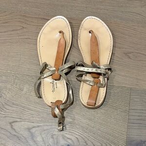 Metallic and Tan Women's Sandals